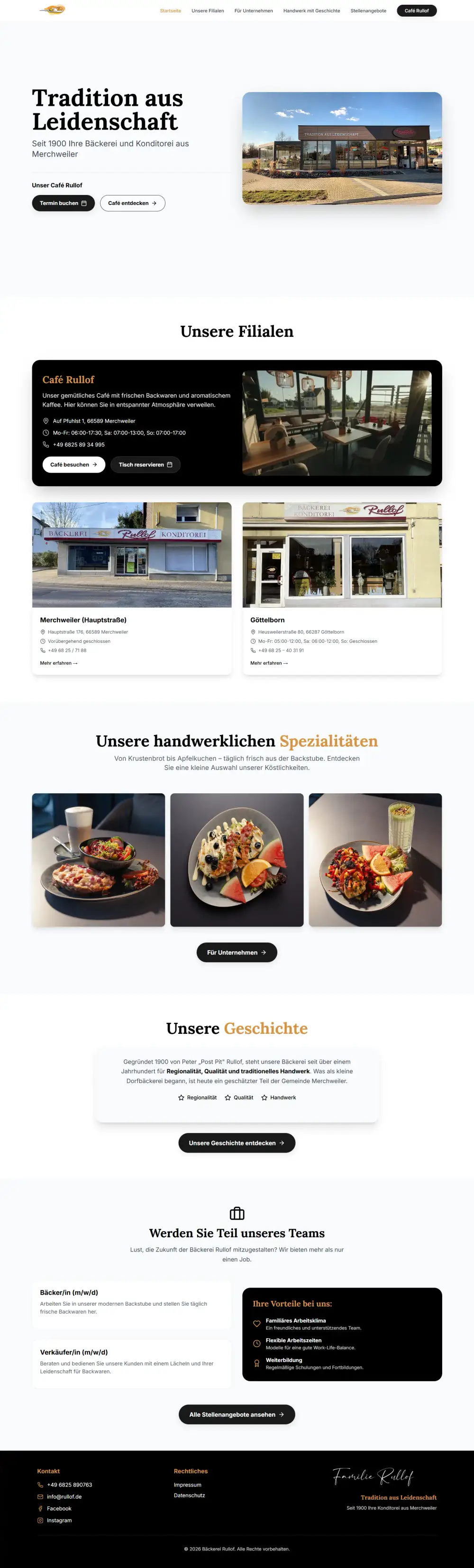 Vorschau der Website der Bäckerei Rullof aus Merchweiler